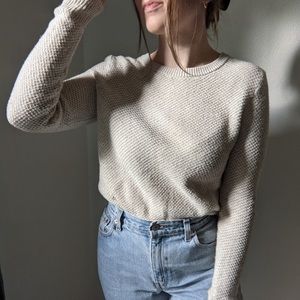 Madewell Cream Oatmeal Backroad Button-Back Knit Sweater